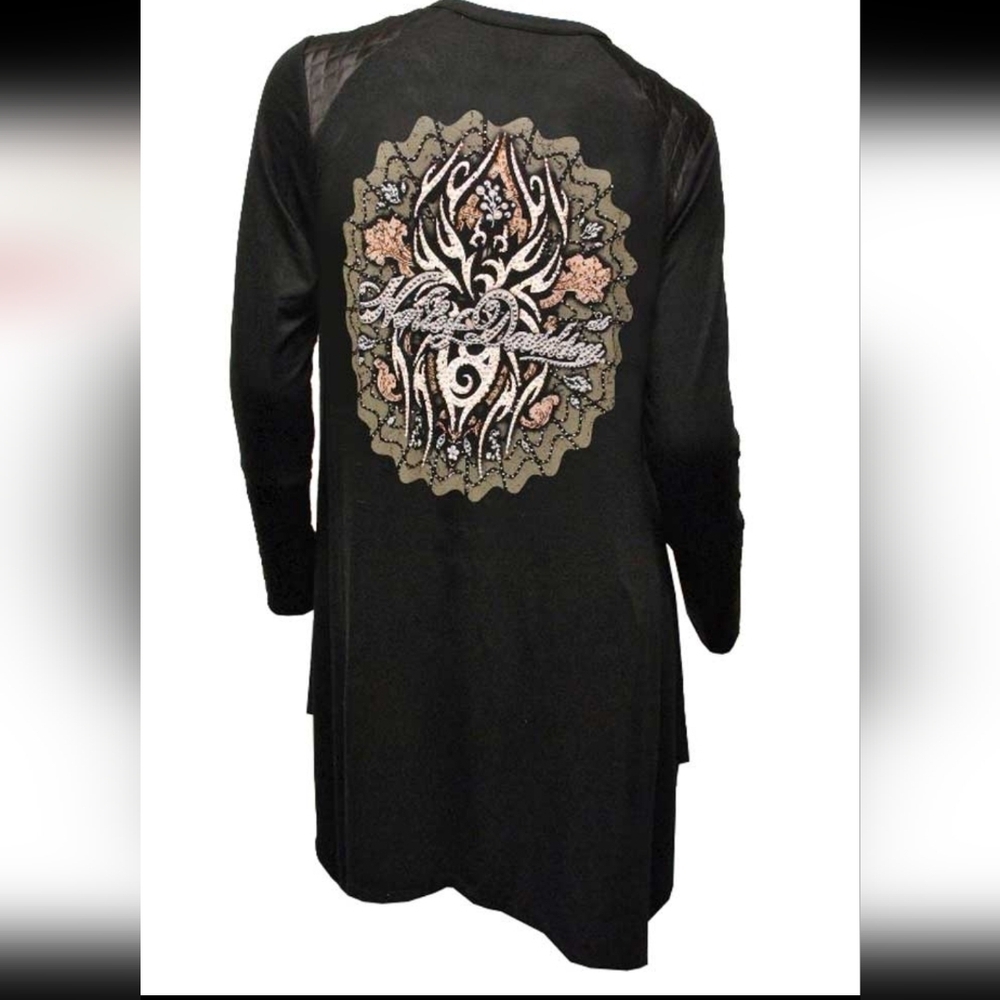 HARLEY DAVIDSON CARDIGAN L/XL. BLACK EMBELLISHED.